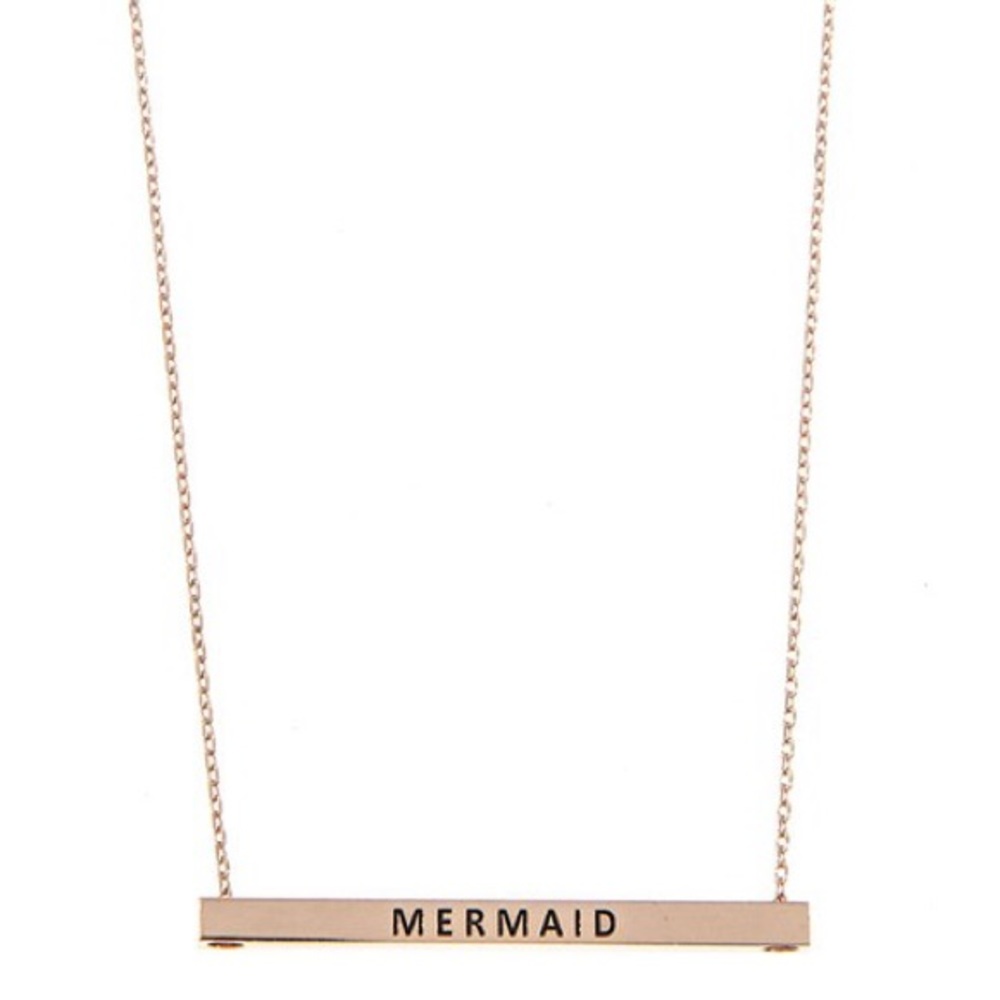 New Rose Gold Mermaid Bar Pendant Mantra Necklace